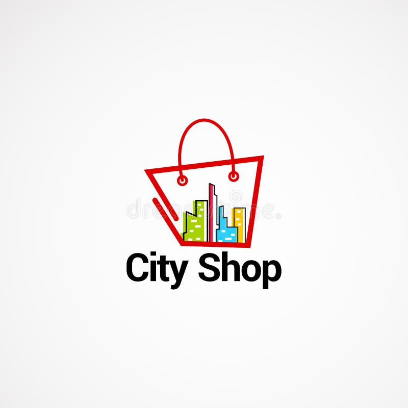 Conceito de projetos do vetor do logotipo da loja da cidade, ícone, elemento, e molde para a empresa ilustração royalty free Conceito de projetos do vetor do logotipo da loja da cidade, ícone, elemento, e molde para a empresa ilustração royalty free