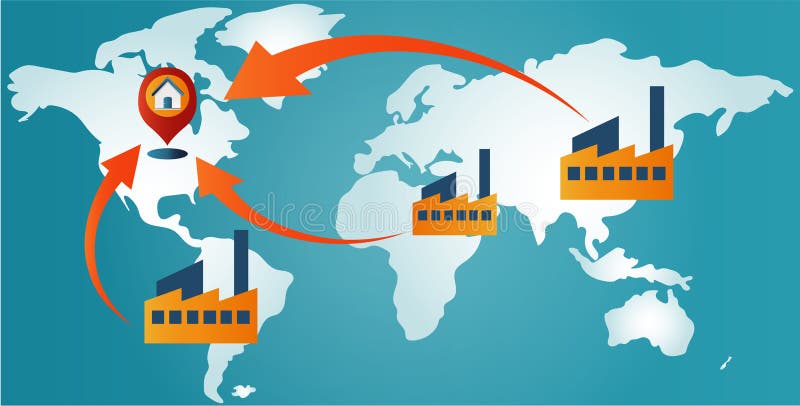 Re-shoring concept and metaphor. Trend and need to bring production chains closer to consumer markets.
Ensuring that supply chains are free from interruptions. Stimulate and incentivize local jobs and production with an automated supply chain. Self-sufficiency concept. Avoid interruption of the supply chain. Bring factories or companies back to your country. Distribute the work locally. Re-shoring concept and metaphor. Trend and need to bring production chains closer to consumer markets.
Ensuring that supply chains are free from interruptions. Stimulate and incentivize local jobs and production with an automated supply chain. Self-sufficiency concept. Avoid interruption of the supply chain. Bring factories or companies back to your country. Distribute the work locally