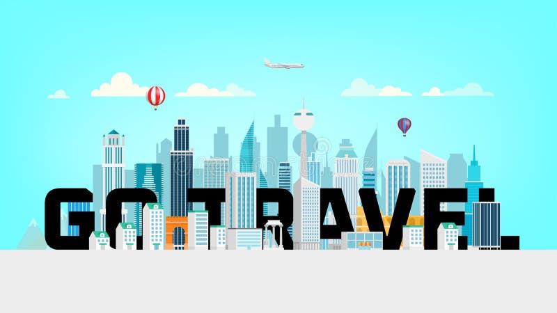 Conceito de viagem. paisagem urbana moderna ilustração royalty free