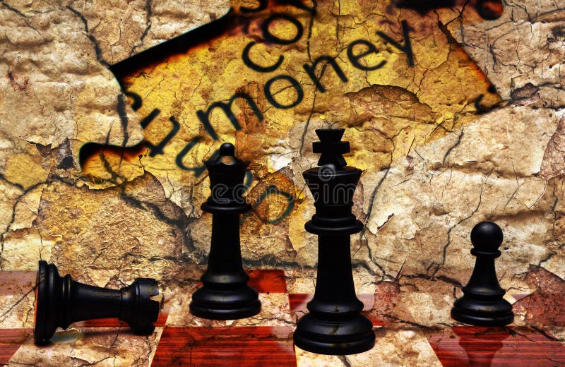 Conceito de xadrez de quebra-cabeças de dinheiro imagem de stock royalty free