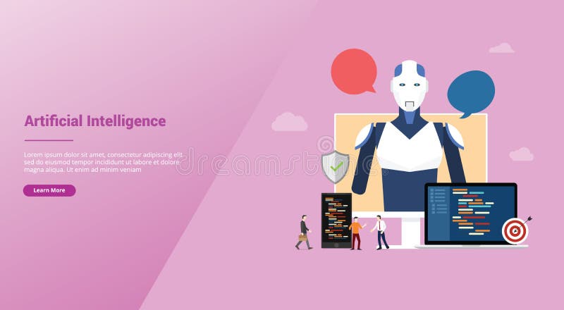 Conceito do ai da inteligência artificial com robô e construção do desenvolvimento de tecnologia para o molde do Web site que ate ilustração do vetor Conceito do ai da inteligência artificial com robô e construção do desenvolvimento de tecnologia para o molde do Web site que ate ilustração do vetor