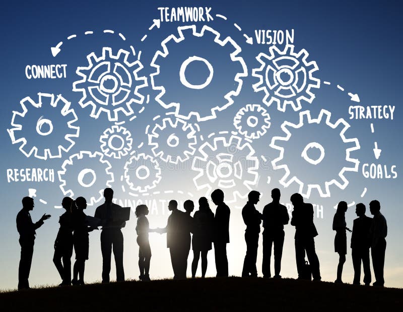 Conceito do apoio às empresas de Team Teamwork Goals Strategy Vision