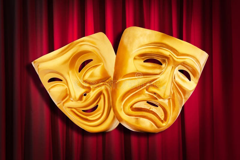 Conceito do desempenho de teatro - máscaras foto de stock royalty free Conceito do desempenho de teatro - máscaras foto de stock royalty free