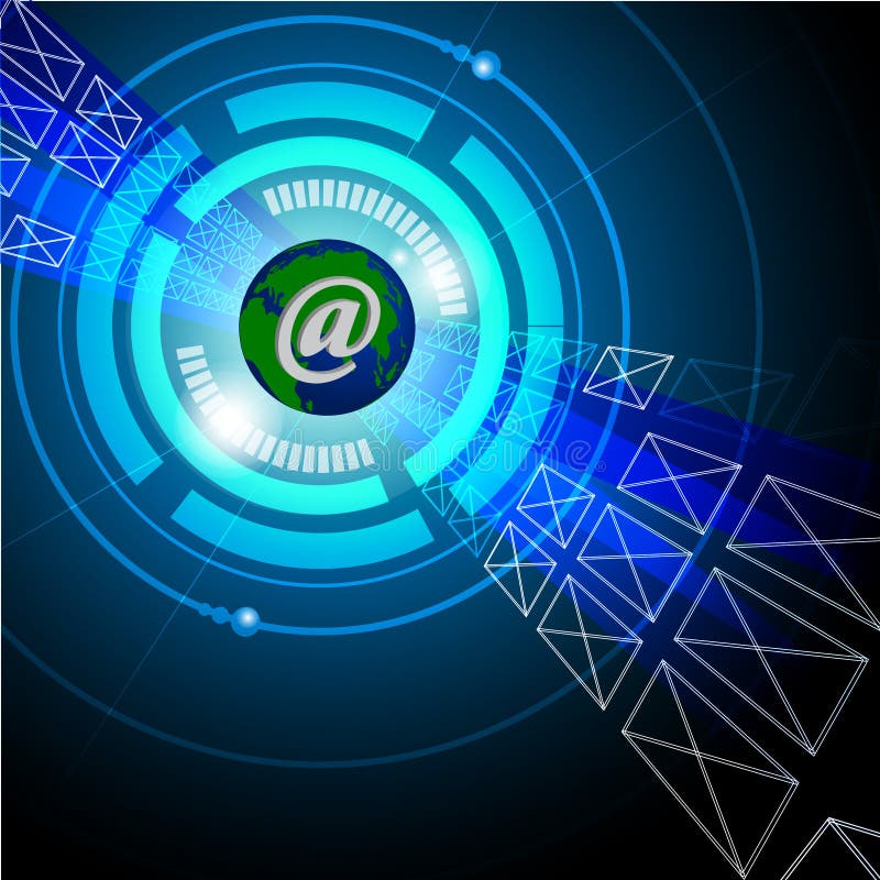 Conceito do email/Internet que mostra o globo e os envelopes ilustração stock Conceito do email/Internet que mostra o globo e os envelopes ilustração stock