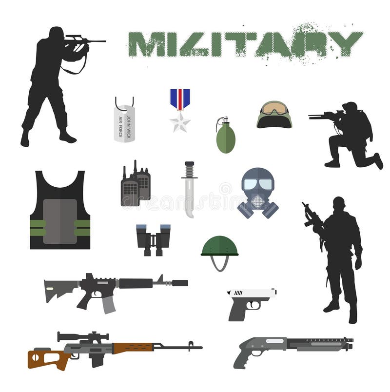 Conceito do exército do equipamento militar liso