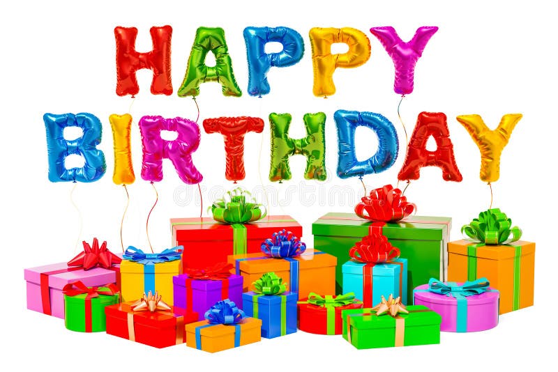 Conceito do feliz aniversario Inscrição do feliz aniversario do multicol ilustração do vetor