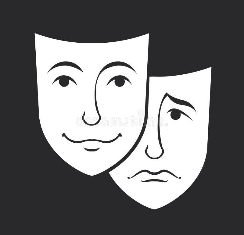 Jogo Romano Da Máscara Do Teatro Ilustração do Vetor - Ilustração de  tristeza, feliz: 20641832