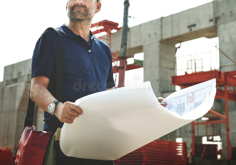 Conceito do local de Outdoors Working Construction do arquiteto foto de stock royalty free Conceito do local de Outdoors Working Construction do arquiteto foto de stock royalty free
