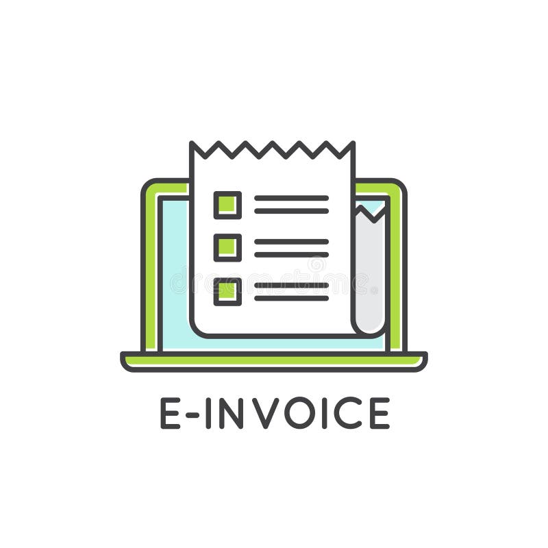 Vector Icon Style Illustration Concept of Electronic E-Invoice Mail Paper Inbox, Mobile Netbank Payment, Confirmation, Receipt, Transaction. Vector Icon Style Illustration Concept of Electronic E-Invoice Mail Paper Inbox, Mobile Netbank Payment, Confirmation, Receipt, Transaction