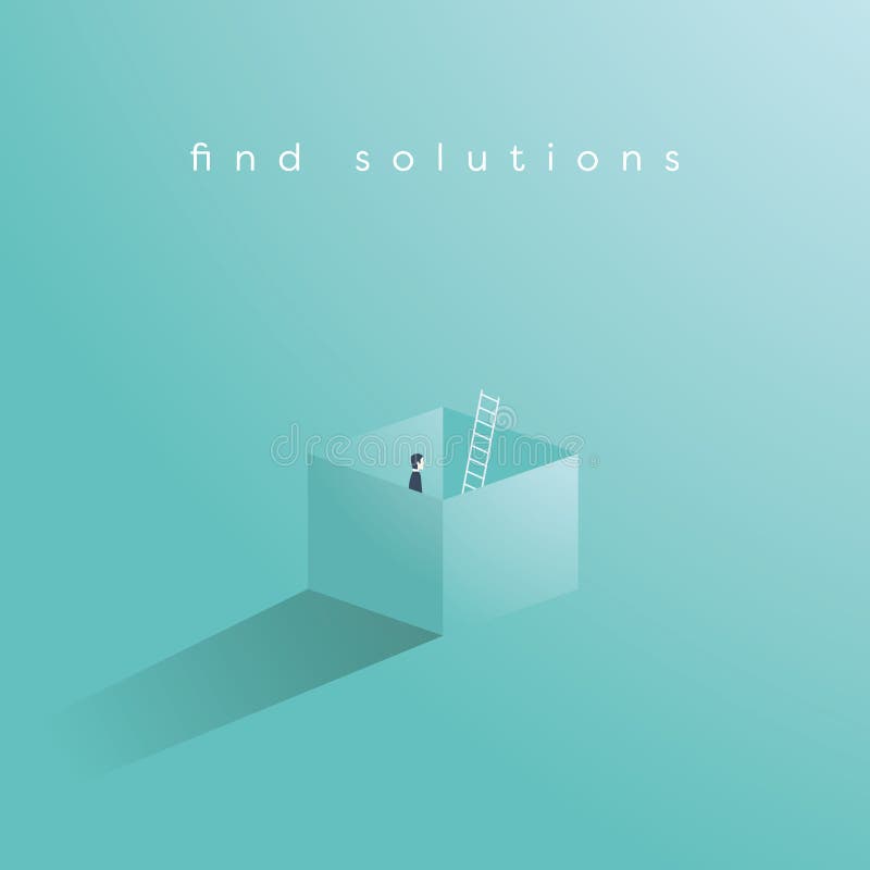 Conceito do vetor do negócio de encontrar a solução pensando fora da caixa A resolução de problemas criativa, supera obstáculos ilustração stock Conceito do vetor do negócio de encontrar a solução pensando fora da caixa A resolução de problemas criativa, supera obstáculos ilustração stock