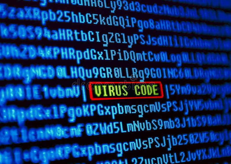 Conceito do vírus de computador. Código do vírus imagens de stock Conceito do vírus de computador. Código do vírus imagens de stock
