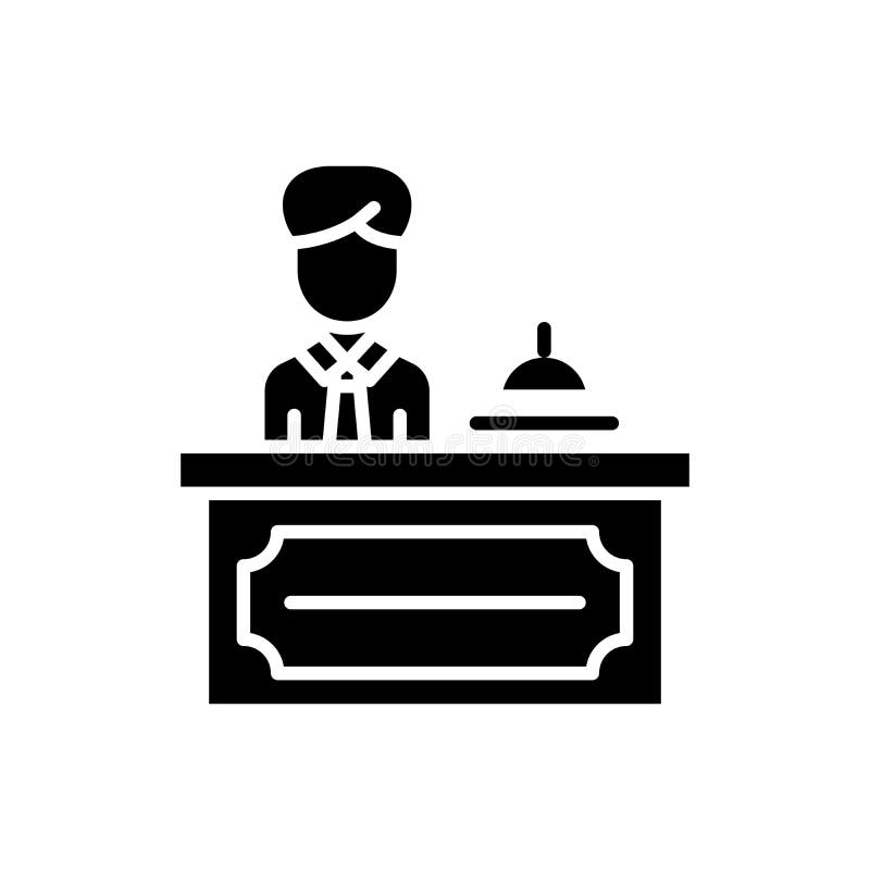 Conceito do ícone do preto da mesa de recepção Símbolo liso do vetor da mesa de recepção, sinal, ilustração ilustração do vetor Conceito do ícone do preto da mesa de recepção Símbolo liso do vetor da mesa de recepção, sinal, ilustração ilustração do vetor