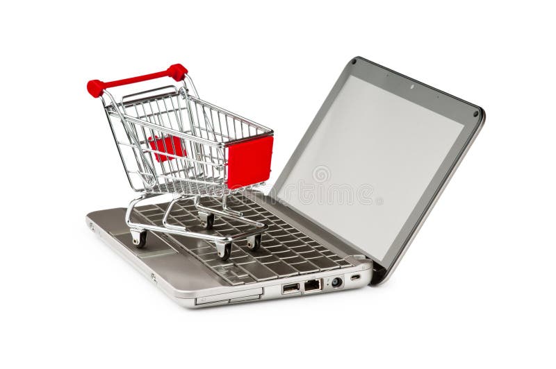 Conceito em linha da compra do Internet com computador fotos de stock royalty free Conceito em linha da compra do Internet com computador fotos de stock royalty free