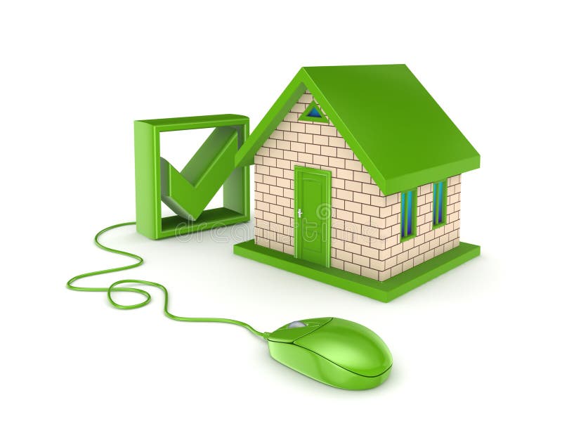 Conceito em linha dos bens imobiliários. ilustração stock Conceito em linha dos bens imobiliários. ilustração stock