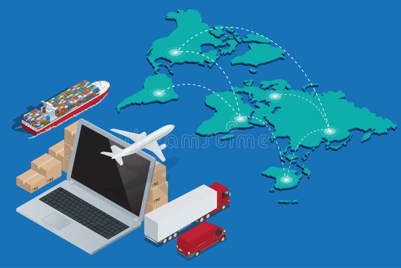 Conceito global da rede da logística de operações de desalfandegamento marítimas de transporte por caminhão do transporte do tran