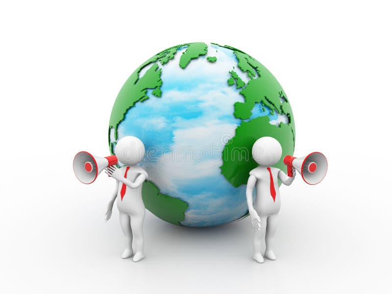 Conceito global do anúncio 3d rendem ilustração do vetor Conceito global do anúncio 3d rendem ilustração do vetor