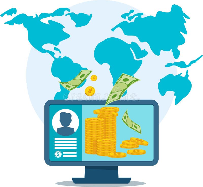 Conceito global do computador do pagamento ilustração royalty free Conceito global do computador do pagamento ilustração royalty free