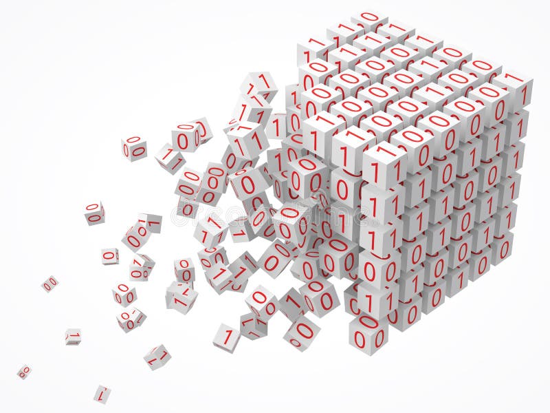 Conceito grande dos dados, do blockchain e da tecnologia com os cubos do código binário ilustração do vetor do estilo 3d ilustração stock Conceito grande dos dados, do blockchain e da tecnologia com os cubos do código binário ilustração do vetor do estilo 3d ilustração stock