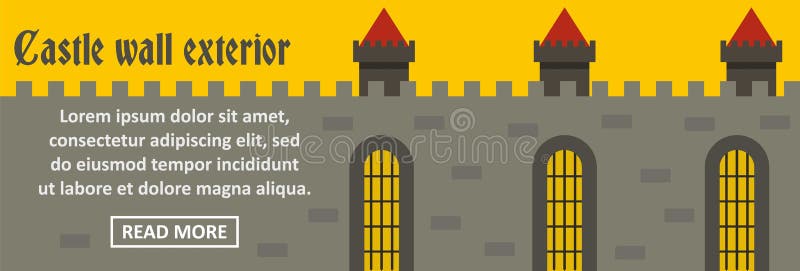 Conceito horizontal de banner exterior de muralha de castelo ilustração royalty free