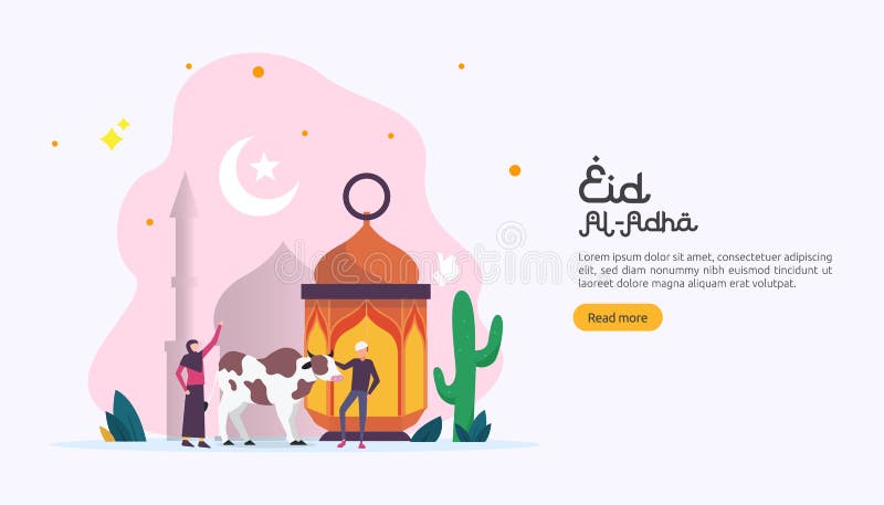 conceito islâmico da ilustração do projeto para o adha feliz do al do eid ou evento da celebração do sacrifício com caráter dos p ilustração stock conceito islâmico da ilustração do projeto para o adha feliz do al do eid ou evento da celebração do sacrifício com caráter dos p ilustração stock