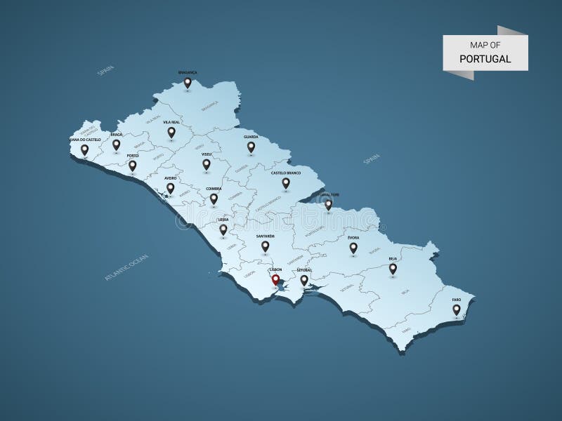 Divis?es Administrativas Do Mapa De Portugal Ilustração do Vetor -  Ilustração de cartografia, naturalizado: 145582107