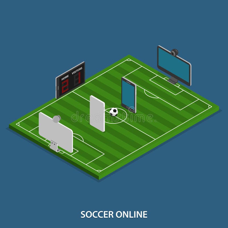 futebol on-line conceito vector ilustração isométrica plana. conceito de  vetor isométrica plana de futebol online. 1819478 Vetor no Vecteezy