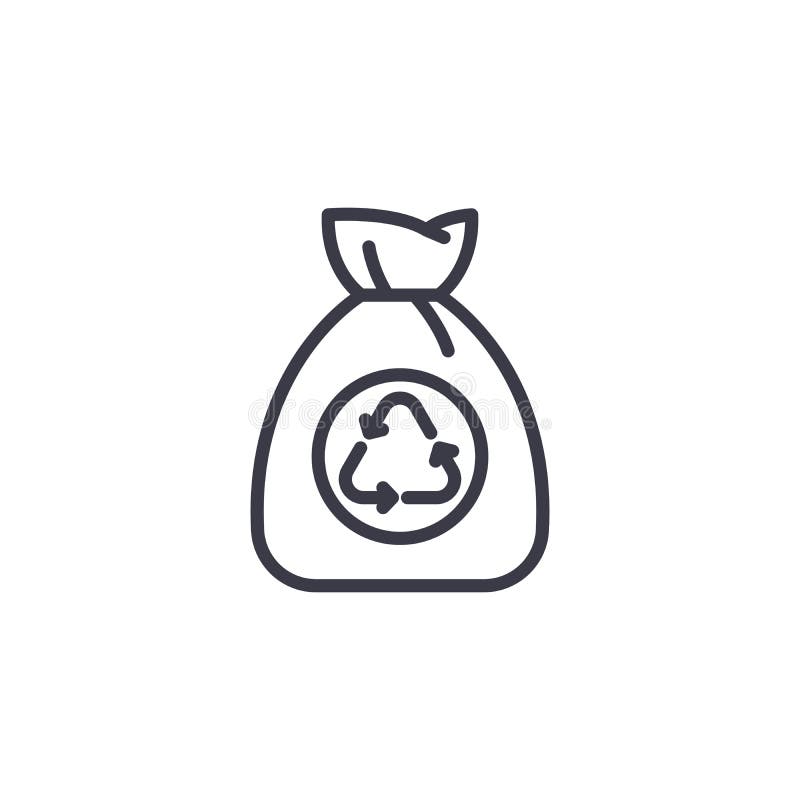 Conceito linear do ícone do saco de lixo Linha sinal do saco de lixo do vetor, símbolo, ilustração