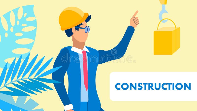Conceito liso da bandeira do vetor da indústria da construção civil ilustração do vetor Conceito liso da bandeira do vetor da indústria da construção civil ilustração do vetor