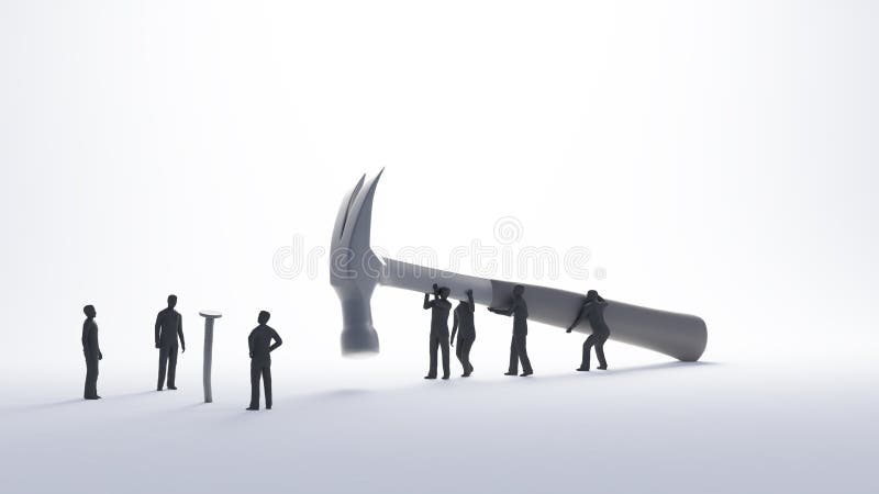 Problema de resolução conceptual com pessoas minúsculas ilustração royalty free