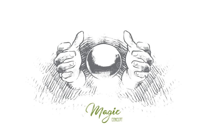 Conceito mágico Vetor isolado tirado mão ilustração stock Conceito mágico Vetor isolado tirado mão ilustração stock