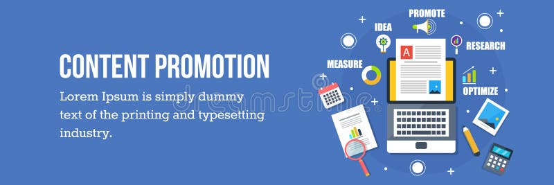 Concept of content promotion, research, creation, and optimization with different icons and elements. Using laptop for digital publication. Concept of content promotion, research, creation, and optimization with different icons and elements. Using laptop for digital publication.