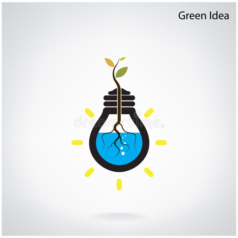 Green and initiative concept. Tree of green idea shoot grow in a light bulb . Vector illustration. Green and initiative concept. Tree of green idea shoot grow in a light bulb . Vector illustration