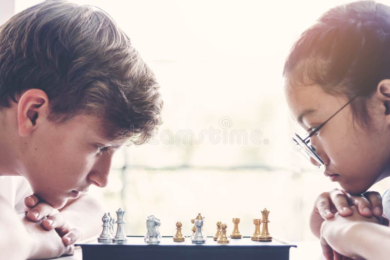 Girl Watching Next Chess Move Stock Photo - Image of strategy, children:  22865482