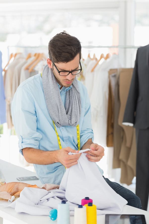 Concentrated Male Fashion Designer at Work Stock Photo - Image of ...