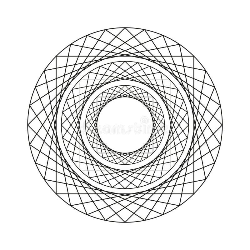 Concentric circular lines. Abstract circular shapes. Black wireframe pattern. Minimalist vector design. royalty free illustration