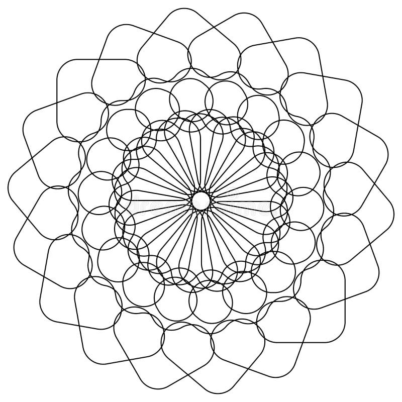 Concentric element with rounded shapes. Circular geometric pattern abstract motif, mandala stock illustration Concentric element with rounded shapes. Circular geometric pattern abstract motif, mandala stock illustration