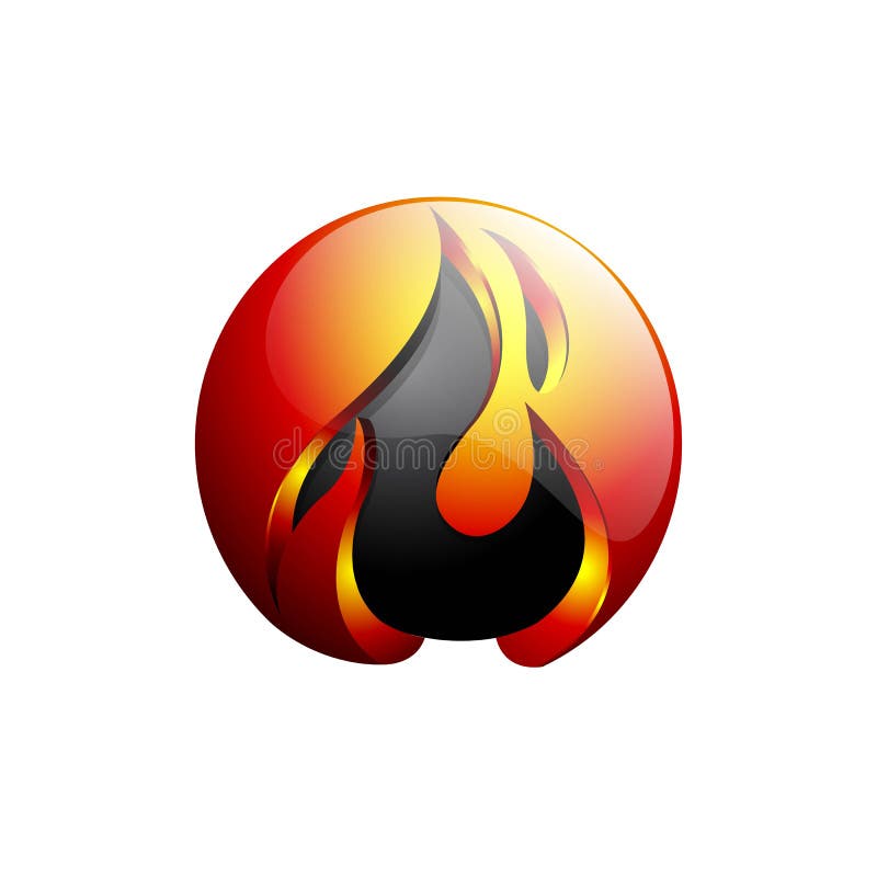 Concept abstract design flame fire ball logo template in orange and gray stock illustration Concept abstract design flame fire ball logo template in orange and gray stock illustration