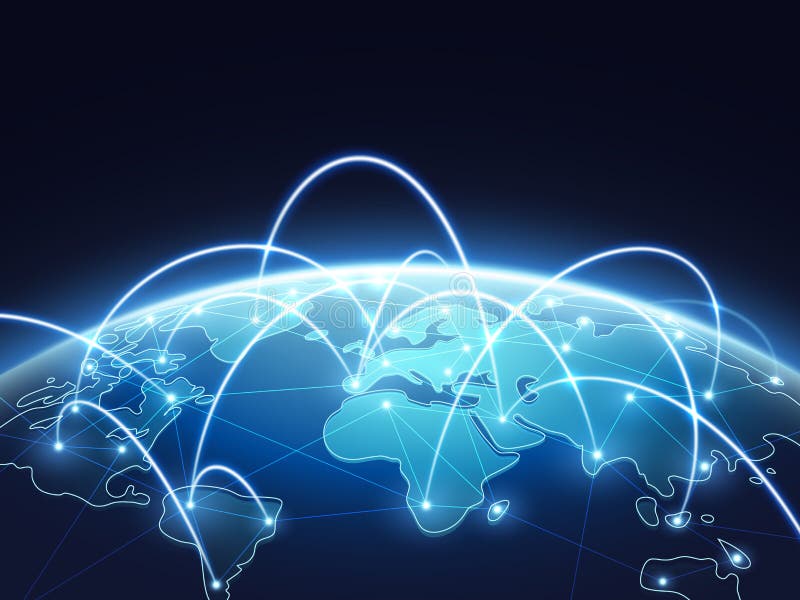 Concept abstrait de vecteur de réseau avec le globe du monde Internet et fond global de connexion