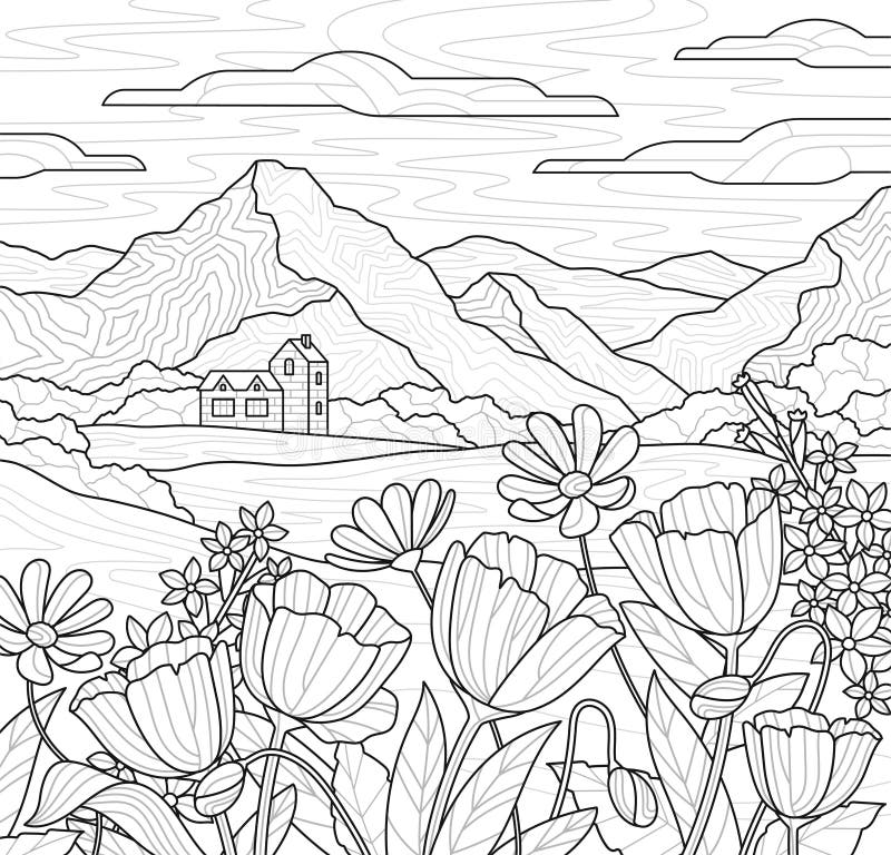 Paysages Romantiques Coloriage anti-stress pour adultes : 36