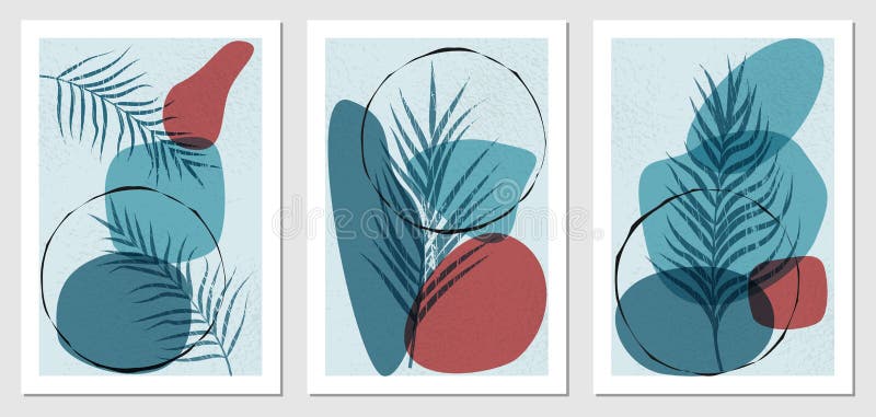 Concept-affischer med geometriska element Utdrag nordiskt färgtryck Skandinavisk stil stock illustrationer