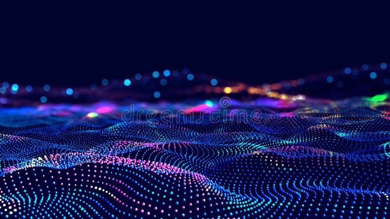 Concept of AI technology, digital communication, science research, 3D illustration music waves stock illustration