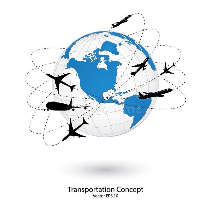 Concept of Airplane, Air Craft Shipping Around the World for Transportation Concept