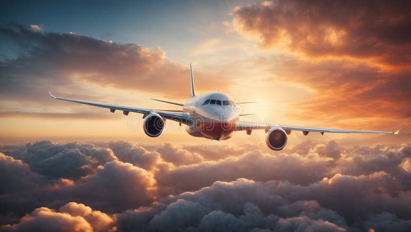 Concept of airplane travel to exotic destination royalty free illustration
