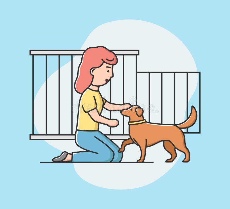 Concept of Animal Shelter for Stray Pets. Kind Woman Help Homeless Animals. Girl Adopting Dog from Shelter Stock Vector - Illustration of hand, love: 176040211 Concept of Animal Shelter for Stray Pets. Kind Woman Help Homeless Animals. Girl Adopting Dog from Shelter Stock Vector - Illustration of hand, love: 176040211
