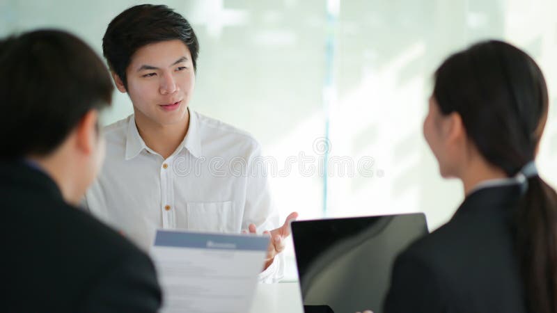 Concept of applying for work, Interviewing job seekers presenting their resume for executives to consider royalty free stock photography