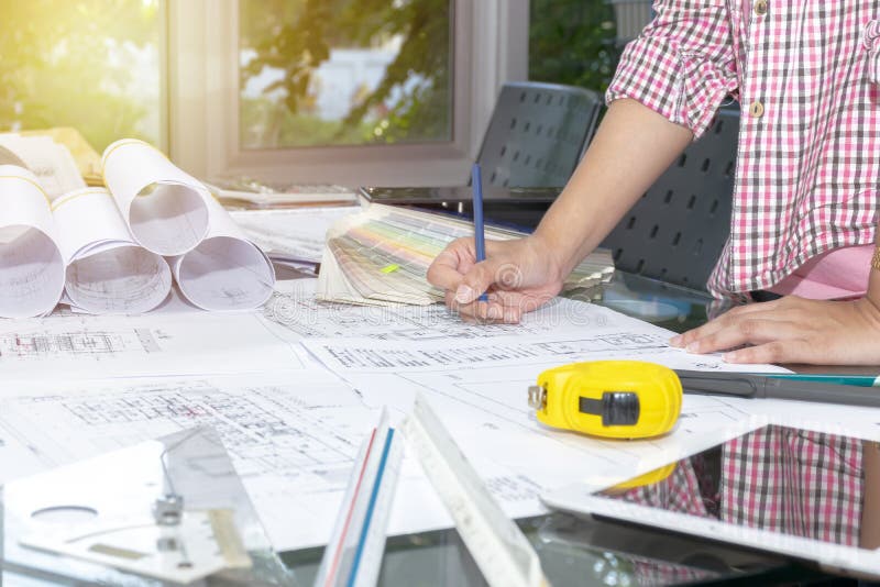 Concept architects.engineer holding pen pointing. royalty free stock images Concept architects.engineer holding pen pointing. royalty free stock images