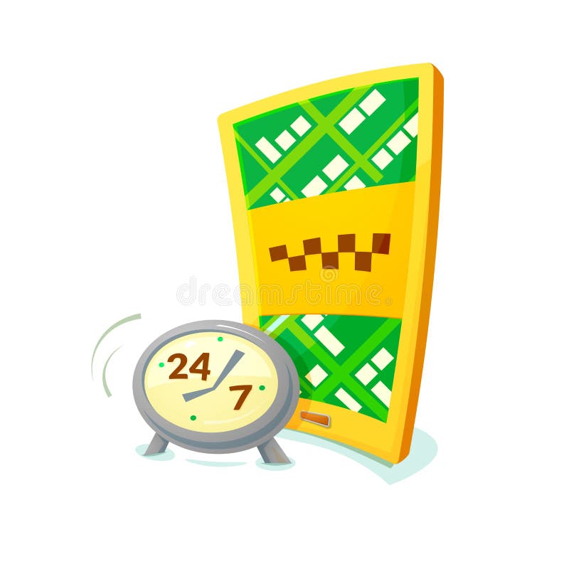 Concept Around the Clock Taxi, Vector Illustration Stock Vector