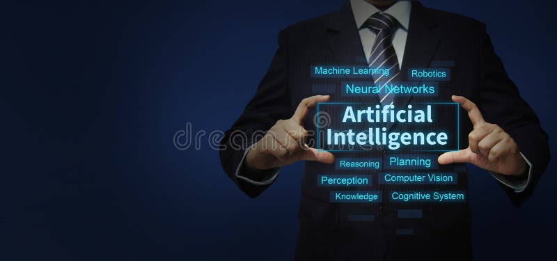 Artificial Intelligence Ai Text In Digital Format With Business Person Artificial Intelligence Ai Text In Digital Format With Business Person