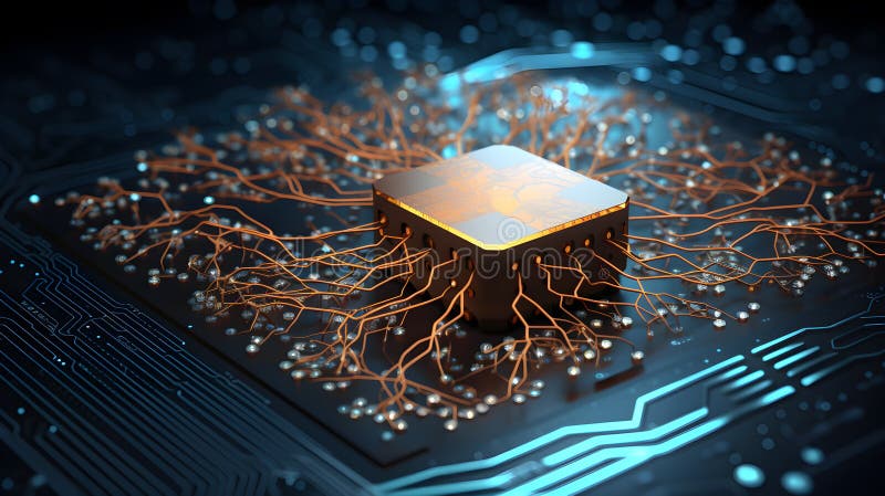 The concept of artificial intelligence is continually evolving, and one of its key components is the brain-like processor CPU. vector illustration