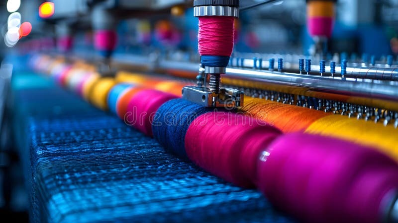 Textile industrys advanced automation technology enhances production with precision and efficiency. royalty free illustration
